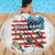 American Flag Fishing Beach Blanket with Fishing Rods and Lures Watercolor Style Design - Wonder Print Shop