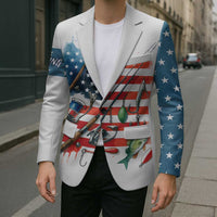American Flag Fishing Blazer with Fishing Rods and Lures Watercolor Style Design - Wonder Print Shop