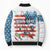 American Flag Fishing Bomber Puffer Jacket with Fishing Rods and Lures Watercolor Style Design - Wonder Print Shop