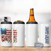 American Flag Fishing 4 in 1 Can Cooler Tumbler with Fishing Rods and Lures Watercolor Style Design - Wonder Print Shop