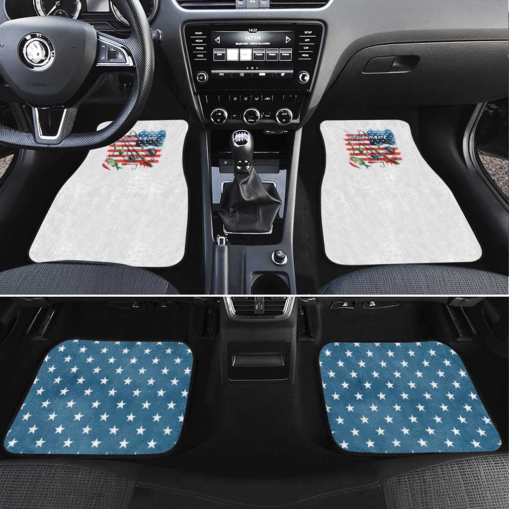 American Flag Fishing Car Mats with Fishing Rods and Lures Watercolor Style Design - Wonder Print Shop