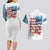 American Flag Fishing Couples Matching Long Sleeve Bodycon Dress and Hawaiian Shirt with Fishing Rods and Lures Watercolor Style Design - Wonder Print Shop