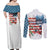 American Flag Fishing Couples Matching Off Shoulder Maxi Dress and Long Sleeve Button Shirt with Fishing Rods and Lures Watercolor Style Design - Wonder Print Shop