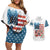 American Flag Fishing Couples Matching Off Shoulder Short Dress and Hawaiian Shirt with Fishing Rods and Lures Watercolor Style Design - Wonder Print Shop