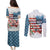 American Flag Fishing Couples Matching Puletasi and Long Sleeve Button Shirt with Fishing Rods and Lures Watercolor Style Design - Wonder Print Shop