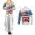 American Flag Fishing Couples Matching Summer Maxi Dress and Long Sleeve Button Shirt with Fishing Rods and Lures Watercolor Style Design - Wonder Print Shop
