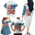 American Flag Fishing Family Matching Off The Shoulder Long Sleeve Dress and Hawaiian Shirt with Fishing Rods and Lures Watercolor Style Design - Wonder Print Shop