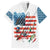 American Flag Fishing Family Matching Off The Shoulder Long Sleeve Dress and Hawaiian Shirt with Fishing Rods and Lures Watercolor Style Design - Wonder Print Shop