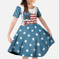 American Flag Fishing Family Matching Off Shoulder Maxi Dress and Hawaiian Shirt with Fishing Rods and Lures Watercolor Style Design - Wonder Print Shop