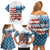American Flag Fishing Family Matching Off Shoulder Short Dress and Hawaiian Shirt with Fishing Rods and Lures Watercolor Style Design - Wonder Print Shop