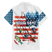 American Flag Fishing Hawaiian Shirt with Fishing Rods and Lures Watercolor Style Design - Wonder Print Shop