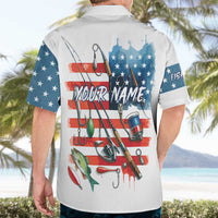 American Flag Fishing Hawaiian Shirt with Fishing Rods and Lures Watercolor Style Design - Wonder Print Shop