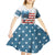 American Flag Fishing Kid Short Sleeve Dress with Fishing Rods and Lures Watercolor Style Design - Wonder Print Shop
