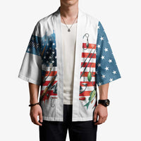American Flag Fishing Kimono with Fishing Rods and Lures Watercolor Style Design - Wonder Print Shop