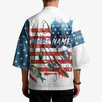 American Flag Fishing Kimono with Fishing Rods and Lures Watercolor Style Design - Wonder Print Shop