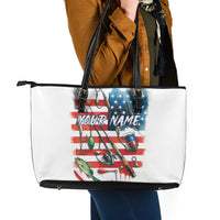 American Flag Fishing Leather Tote Bag with Fishing Rods and Lures Watercolor Style Design - Wonder Print Shop