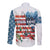 American Flag Fishing Long Sleeve Button Shirt with Fishing Rods and Lures Watercolor Style Design - Wonder Print Shop