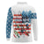 American Flag Fishing Long Sleeve Polo Shirt with Fishing Rods and Lures Watercolor Style Design - Wonder Print Shop