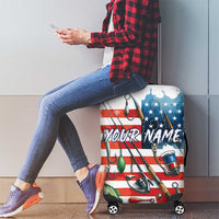 American Flag Fishing Luggage Cover with Fishing Rods and Lures Watercolor Style Design - Wonder Print Shop