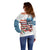 American Flag Fishing Off Shoulder Sweater with Fishing Rods and Lures Watercolor Style Design - Wonder Print Shop