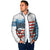 American Flag Fishing Padded Jacket with Fishing Rods and Lures Watercolor Style Design - Wonder Print Shop