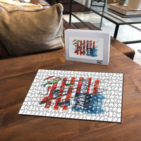 American Flag Fishing Puzzle with Fishing Rods and Lures Watercolor Style Design - Wonder Print Shop