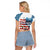 American Flag Fishing Raglan Cropped T Shirt with Fishing Rods and Lures Watercolor Style Design - Wonder Print Shop
