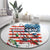 American Flag Fishing Round Carpet with Fishing Rods and Lures Watercolor Style Design - Wonder Print Shop