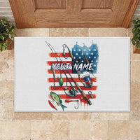American Flag Fishing Rubber Doormat with Fishing Rods and Lures Watercolor Style Design - Wonder Print Shop