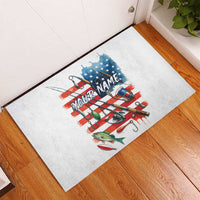 American Flag Fishing Rubber Doormat with Fishing Rods and Lures Watercolor Style Design - Wonder Print Shop