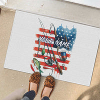 American Flag Fishing Rubber Doormat with Fishing Rods and Lures Watercolor Style Design - Wonder Print Shop