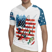 American Flag Fishing Rugby Jersey with Fishing Rods and Lures Watercolor Style Design - Wonder Print Shop