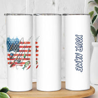 American Flag Fishing Skinny Tumbler with Fishing Rods and Lures Watercolor Style Design - Wonder Print Shop