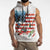 American Flag Fishing Sleeveless Hoodie with Fishing Rods and Lures Watercolor Style Design - Wonder Print Shop