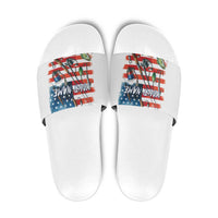American Flag Fishing Slide Sandals with Fishing Rods and Lures Watercolor Style Design - Wonder Print Shop