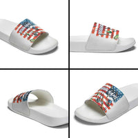 American Flag Fishing Slide Sandals with Fishing Rods and Lures Watercolor Style Design - Wonder Print Shop