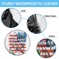 American Flag Fishing Spare Tire Cover with Fishing Rods and Lures Watercolor Style Design - Wonder Print Shop