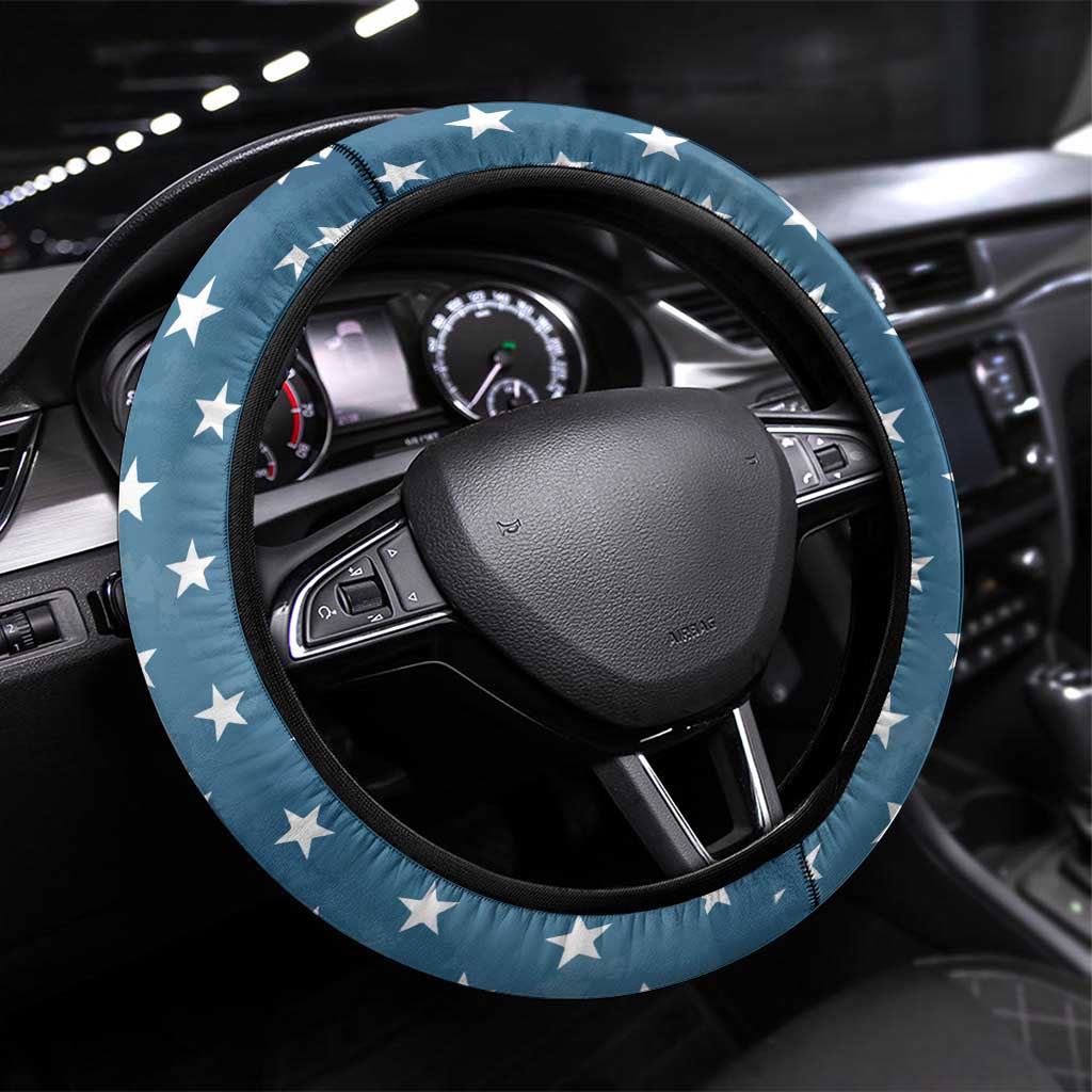 American Flag Fishing Steering Wheel Cover with Fishing Rods and Lures Watercolor Style Design - Wonder Print Shop