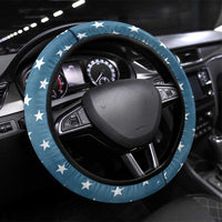 American Flag Fishing Steering Wheel Cover with Fishing Rods and Lures Watercolor Style Design - Wonder Print Shop