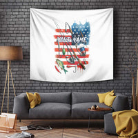 American Flag Fishing Tapestry with Fishing Rods and Lures Watercolor Style Design - Wonder Print Shop