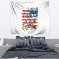 American Flag Fishing Tapestry with Fishing Rods and Lures Watercolor Style Design - Wonder Print Shop