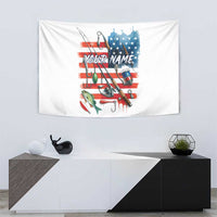 American Flag Fishing Tapestry with Fishing Rods and Lures Watercolor Style Design - Wonder Print Shop