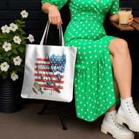 American Flag Fishing Tote Bag with Fishing Rods and Lures Watercolor Style Design - Wonder Print Shop