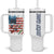 American Flag Fishing Tumbler With Handle with Fishing Rods and Lures Watercolor Style Design - Wonder Print Shop