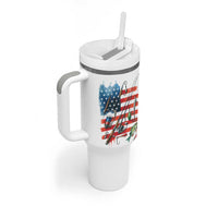 American Flag Fishing Tumbler With Handle with Fishing Rods and Lures Watercolor Style Design - Wonder Print Shop