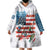American Flag Fishing Wearable Blanket Hoodie with Fishing Rods and Lures Watercolor Style Design - Wonder Print Shop