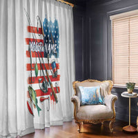 American Flag Fishing Window Curtain with Fishing Rods and Lures Watercolor Style Design - Wonder Print Shop