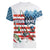 American Flag Fishing Women V-Neck T-Shirt with Fishing Rods and Lures Watercolor Style Design - Wonder Print Shop