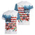 American Flag Fishing Women V-Neck T-Shirt with Fishing Rods and Lures Watercolor Style Design - Wonder Print Shop