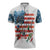 American Flag Fishing Zipper Polo Shirt with Fishing Rods and Lures Watercolor Style Design - Wonder Print Shop